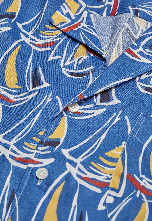 Paul Stuart Linen Boat Print Shirt, image 2