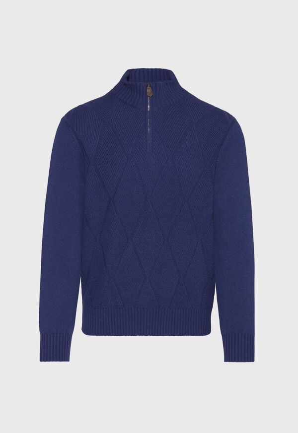 Paul Stuart Cashmere Parquet Stitch Quarter Zip Sweater, image 1