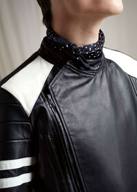 Paul Stuart Black Leather Motorcycle Jacket, thumbnail 5