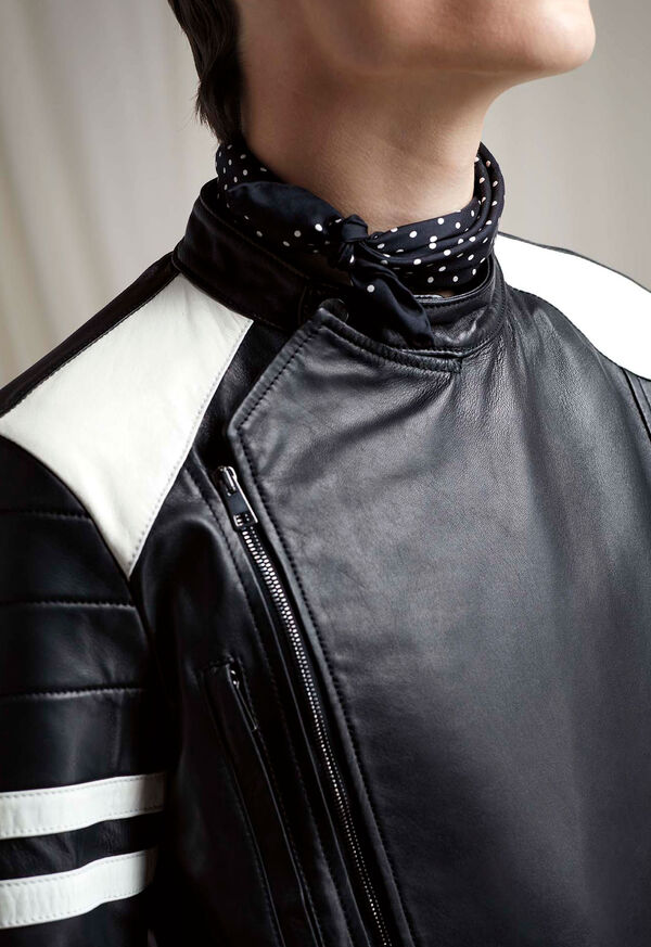 Paul Stuart Black Leather Motorcycle Jacket, image 5