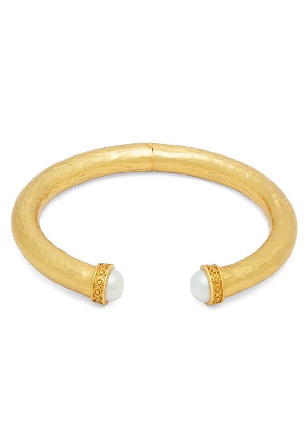 Paul Stuart Julie Vos Catalina Demi Hinge Cuff with Freshwater Pearl Endcaps, image 1