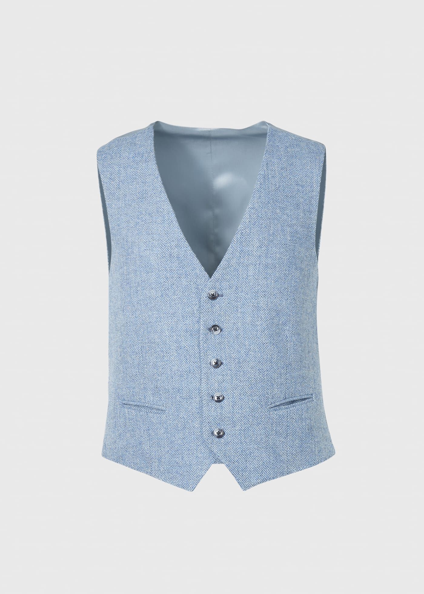 Shetland Wool Herringbone Tailored Vest
