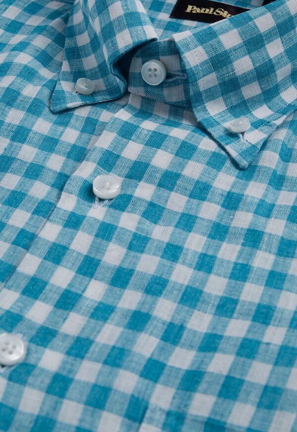 Paul Stuart Linen Gingham Sport Shirt, image 2