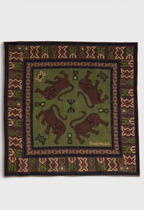 Paul Stuart Wool & Silk Tiger Print Pocket Square, image 2