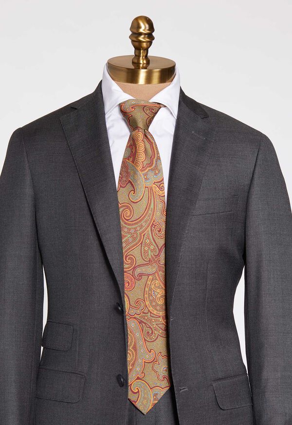 Paul Stuart Gold Paisley Print Tie, image 2