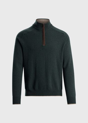Paul Stuart Suede Trim Quarter Zip Pullover