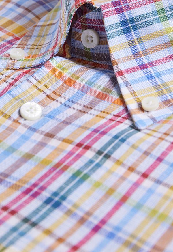 Paul Stuart Linen Multicolor Plaid Sport Shirt, image 2