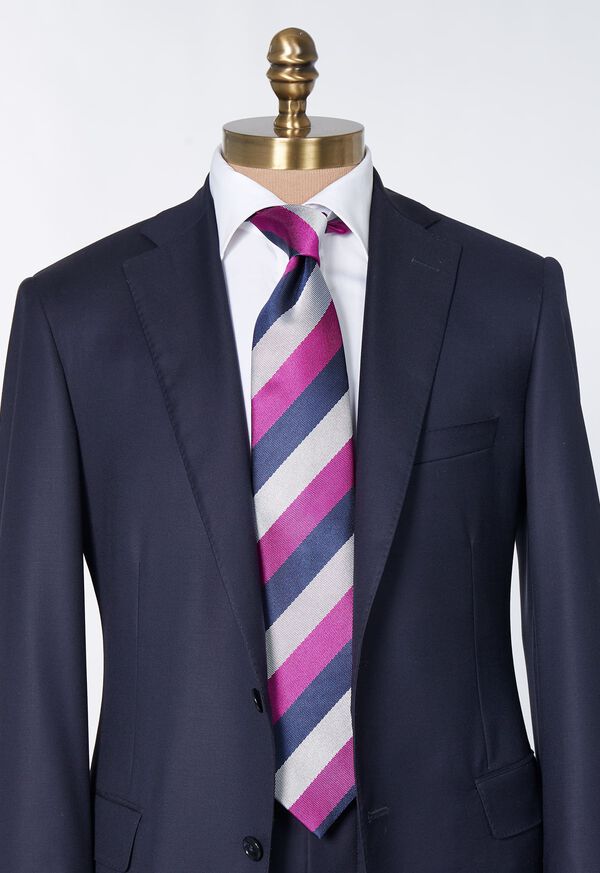 Paul Stuart Woven Silk Three Color Stripe Tie, image 2