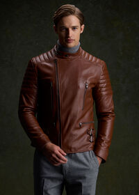 Paul Stuart Leather Motorcycle Jacket, thumbnail 2