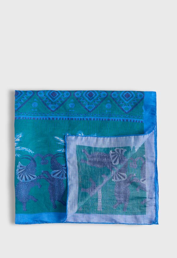 Paul Stuart Silk & Linen Tropical Print Bandana, image 1