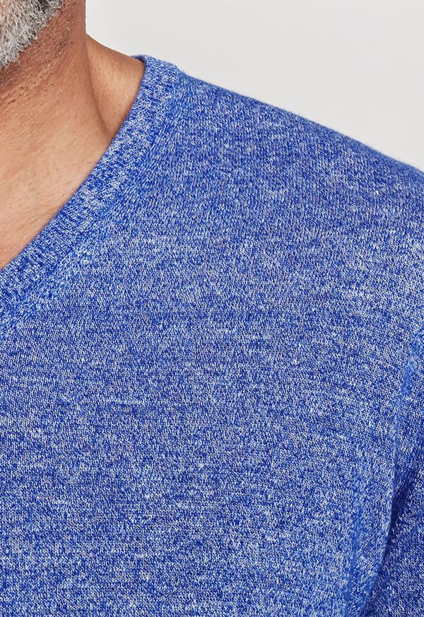 Paul Stuart Linen and Cashmere Marled V-neck Sweater, image 2