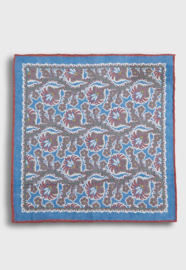 Paul Stuart Linen Paisley Print Pocket Square, image 2
