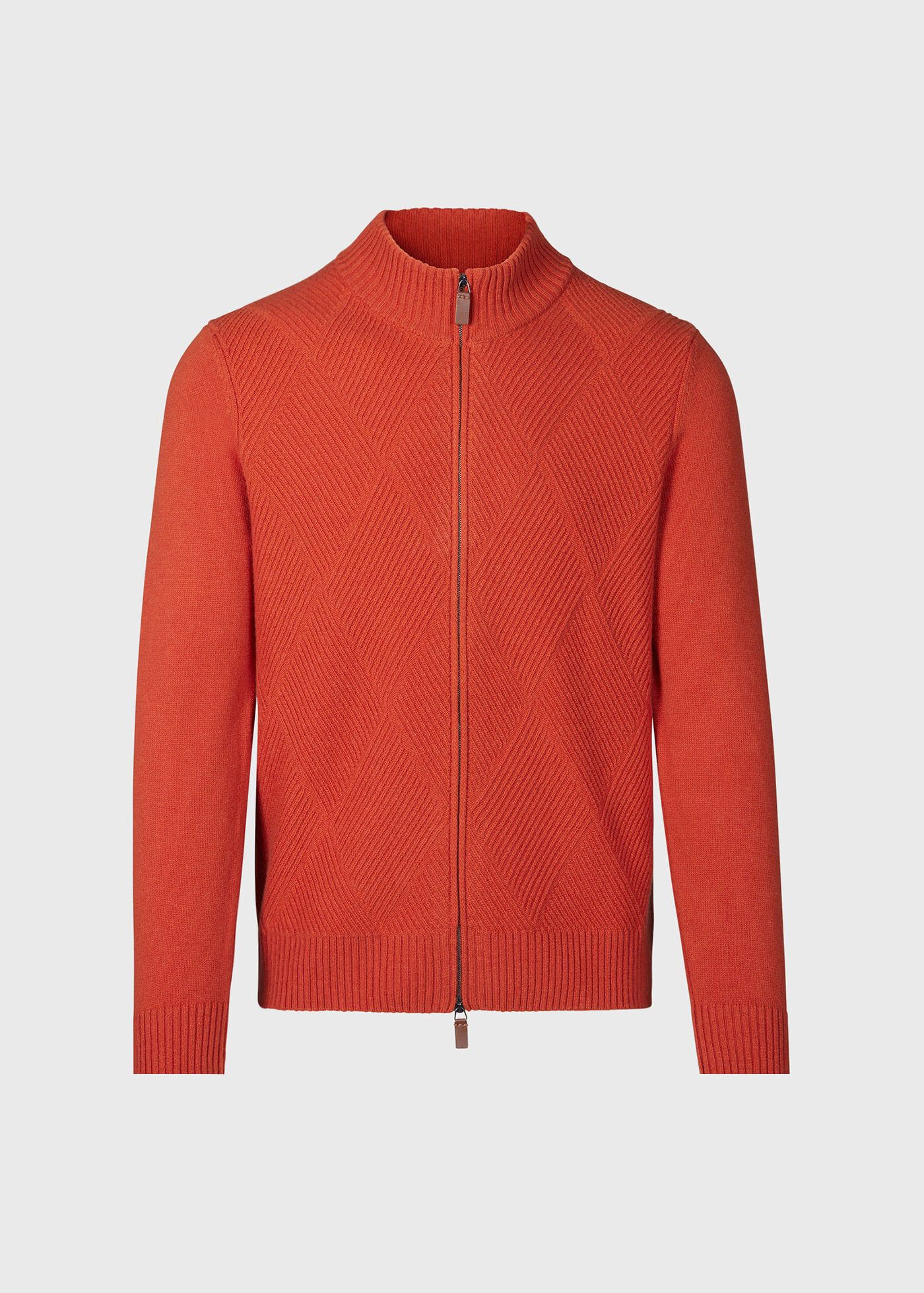 Wool and Cashmere Zip Jacquard Cardigan