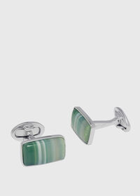 Paul Stuart Green Smooth Onyx & Sterling Silver Cufflinks, thumbnail 1
