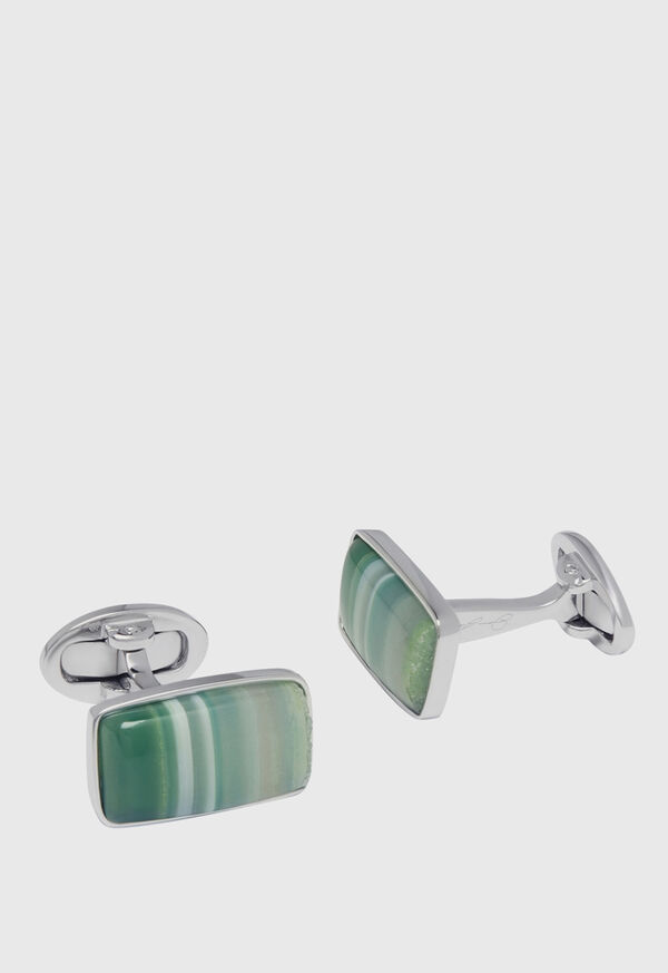 Paul Stuart Green Smooth Onyx & Sterling Silver Cufflinks, image 1