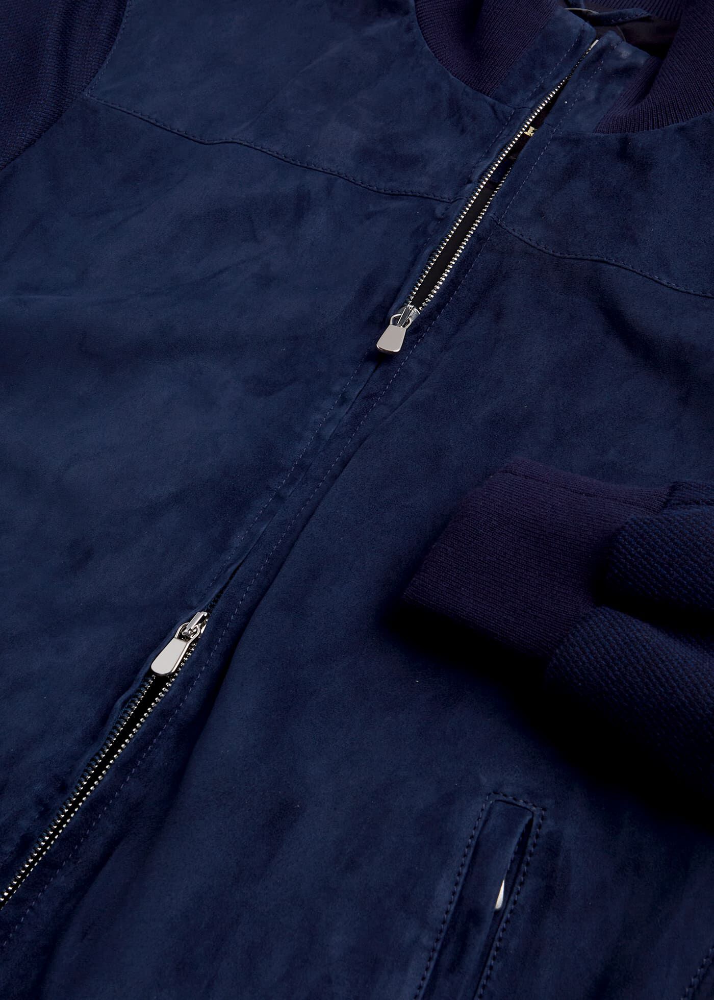 Blue suede deals bomber jacket mens