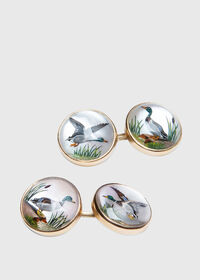 Paul Stuart 14K Gold Reverse Painted Duck Cufflinks, thumbnail 1