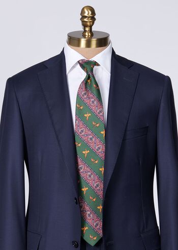 Paul Stuart Deco Stripe and Bird Print Tie