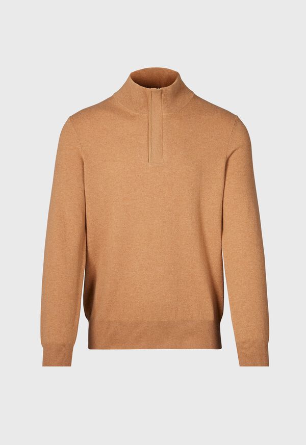 Paul Stuart Cashmere Quarter Zip with Suede Trim, image 1