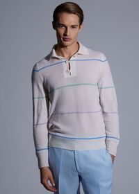 Paul Stuart Cashmere Stripe Polo Sweater, thumbnail 2