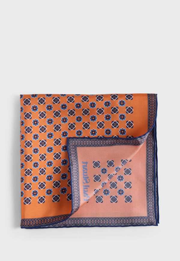 Paul Stuart Printed Silk Medallion Pocket Square, image 1