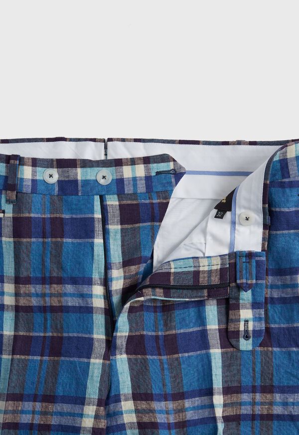 Paul Stuart Linen Plaid Plain Front Dress Trouser, image 2