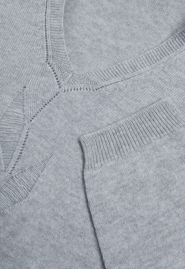 Paul Stuart Center Floral Embroidery V-Neck Sweater, image 2