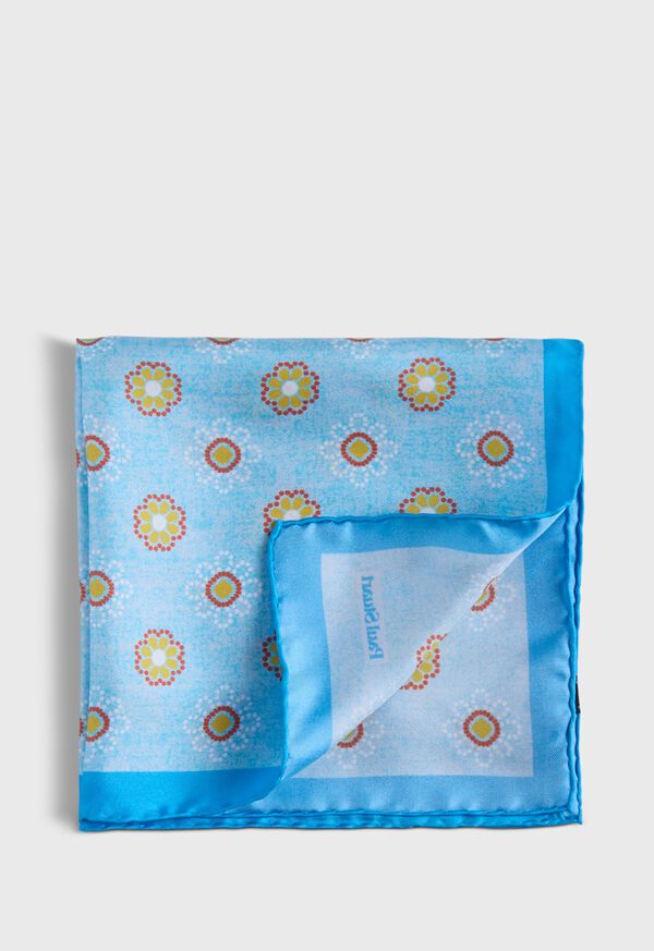 Paul Stuart Printed Silk Medallion Pocket Square, image 1
