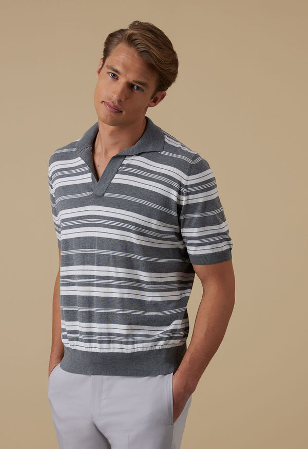 Paul Stuart Cotton Knit Open Collar Shirt, image 2