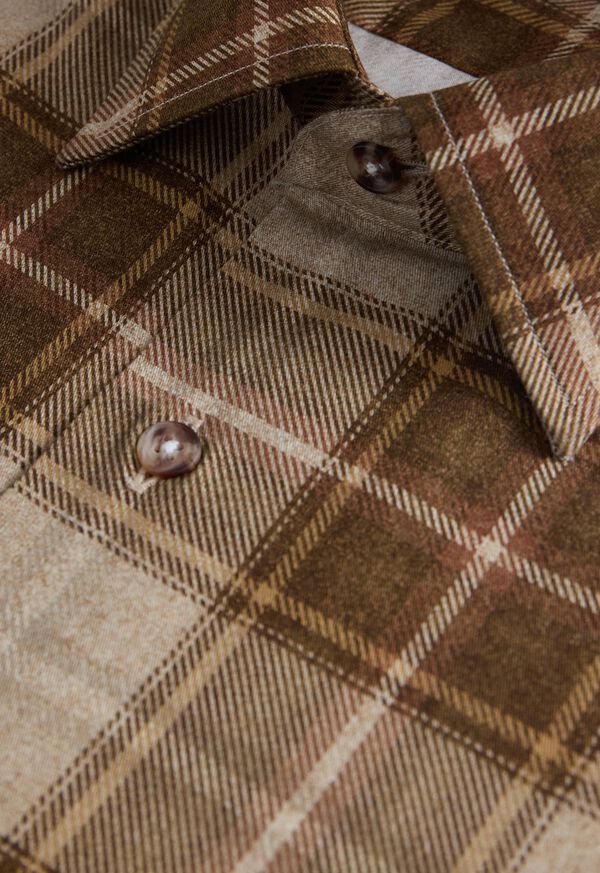 Paul Stuart Printed Plaid Brushed Cotton Shirt, image 2