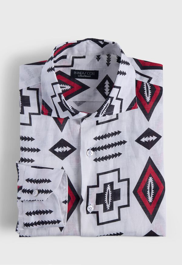 Paul Stuart Printed Linen Sport Shirt, image 1