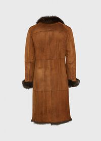 Paul Stuart Leather Brown Long Coat, thumbnail 3