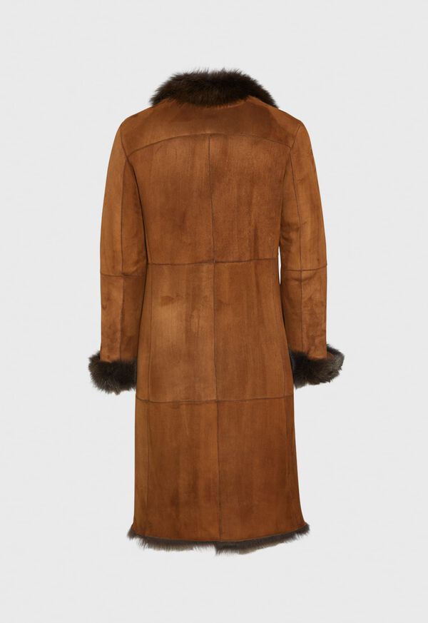 Paul Stuart Leather Brown Long Coat, image 3
