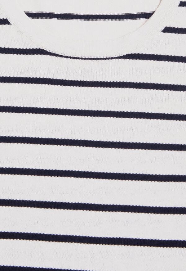 Paul Stuart Striped Short Sleeve Open Bottom Knit Top, image 2
