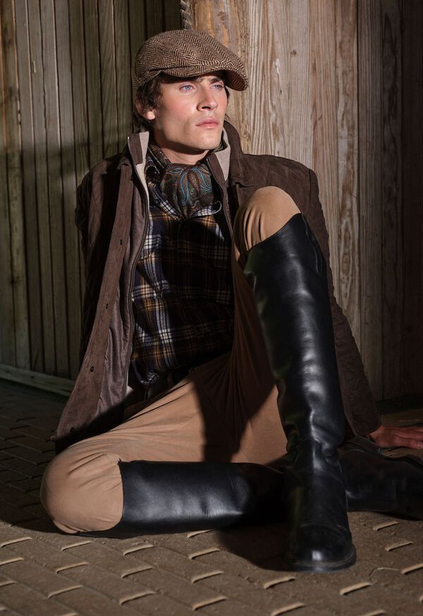 Paul Stuart Quilted Suede Jacket & Plaid Shirt Look, image 1