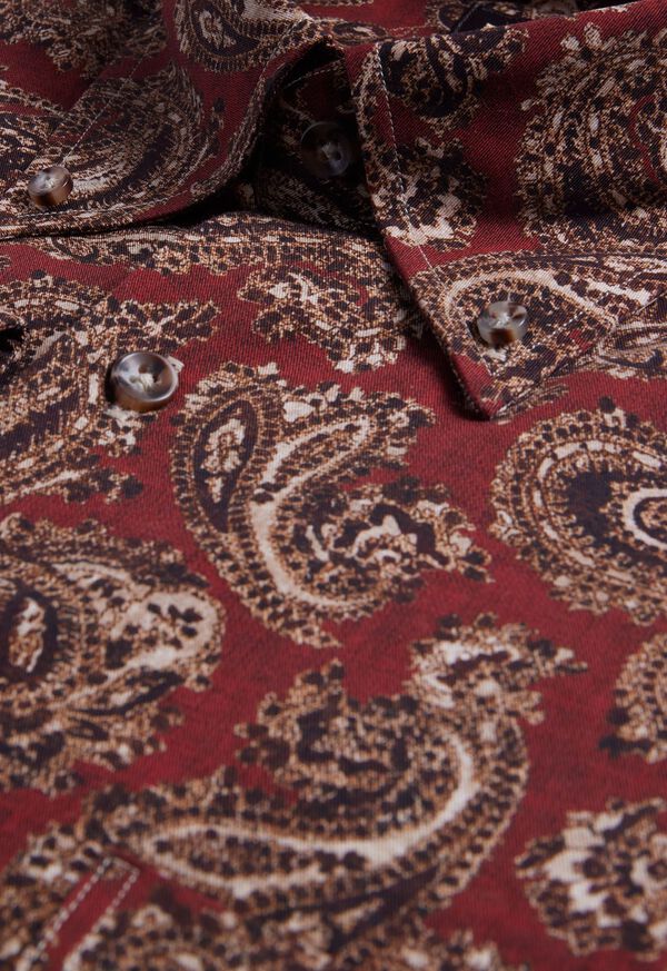 Paul Stuart Cotton Paisley Print Sport Shirt, image 2