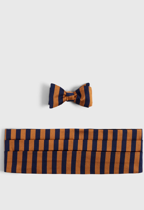 Paul Stuart Two-Tone Striped Bow Tie and Cummerbund Set, image 1