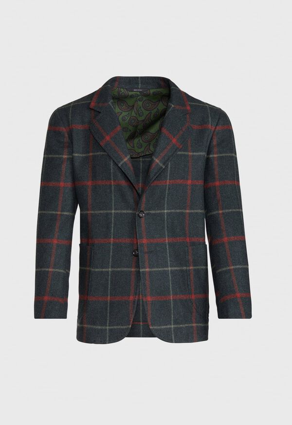 Paul Stuart Olive Cashmere Windowpane Blazer, image 1