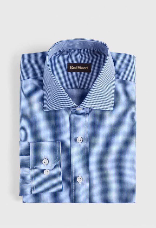 Paul Stuart Navy Micro Gingham Check Dress Shirt, image 1