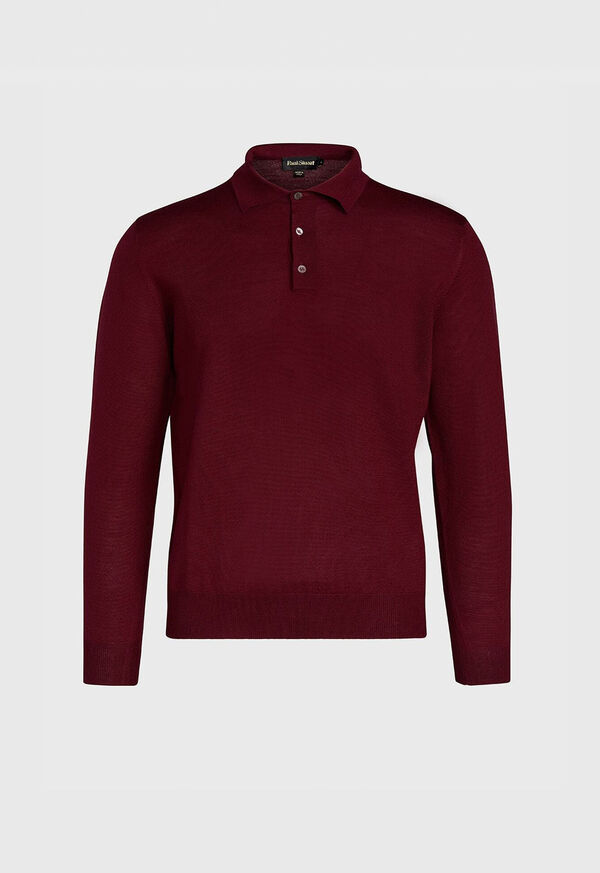 Paul Stuart Superfine Merino Wool Long Sleeve Polo, image 1