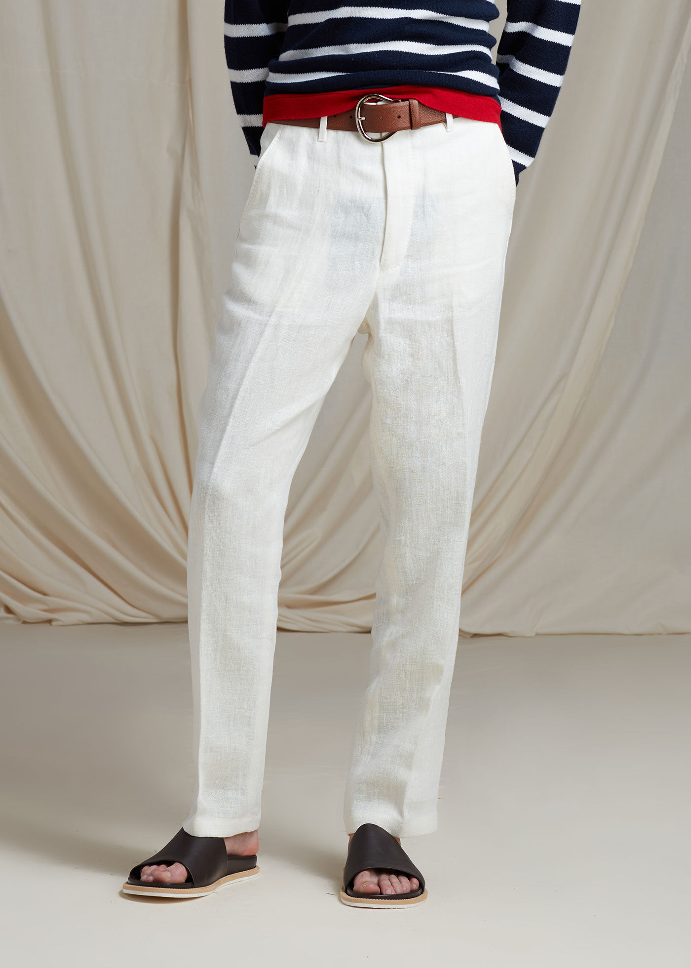 White linen blend trousers top