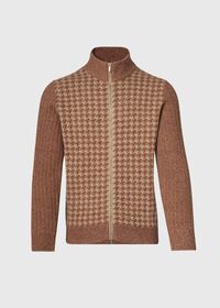 Paul Stuart Cashmere Houndstooth Full Zip Sweater, thumbnail 1