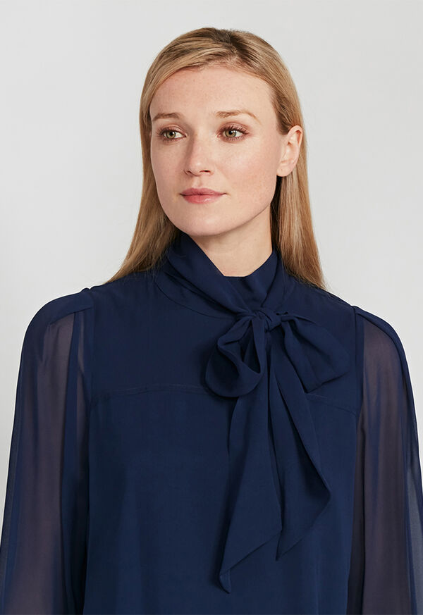 Paul Stuart Tie Front Silk Blouse, image 4