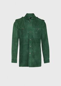 Paul Stuart Solid Green Suede Shirt, thumbnail 1