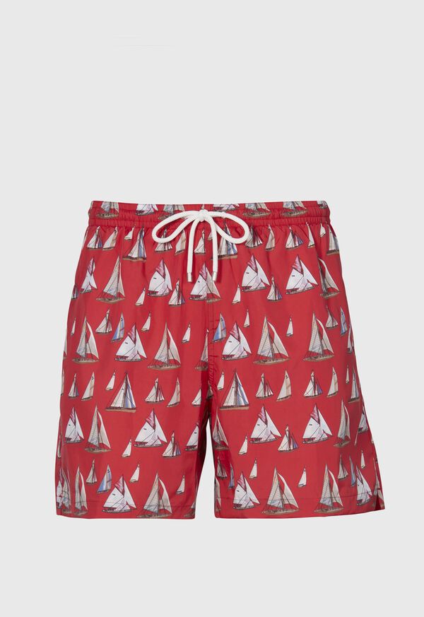 Paul Stuart Sailboat Print Swim Trunk, image 1