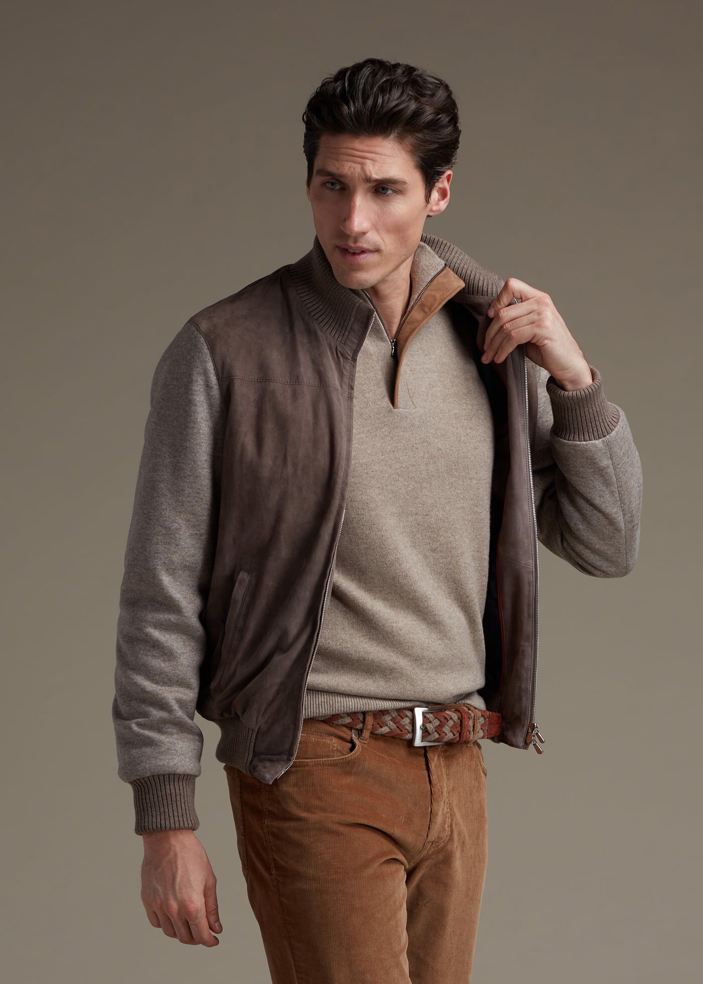 Mens suede sales front sweaters