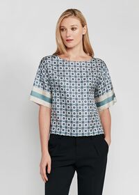 Paul Stuart Geometrical Print Silk Blouse, thumbnail 1