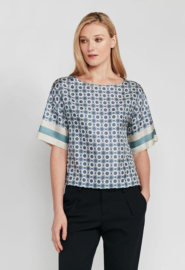 Paul Stuart Geometrical Print Silk Blouse, image 1