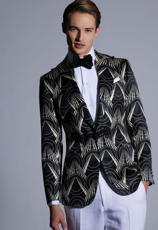 Paul Stuart Silk Deco Printed Dinner Jacket, image 2