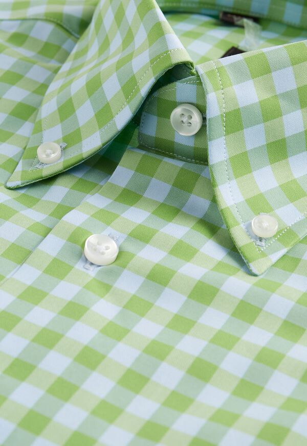 Paul Stuart Cotton Two Color Gingham Sport Shirt, image 2